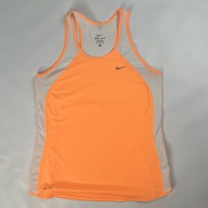 NIKE Women’s Dri Fit Racerback Tank Top Size Medium Orange White